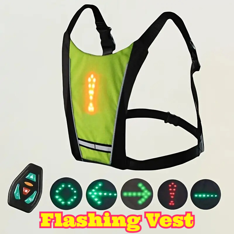 Cycling Visibility Gear - سترة أمان بإضاءة LED مع جهاز