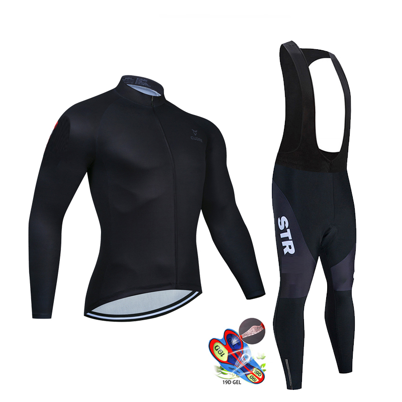 Cycling Gear Sale - الخريف الأسود الدراجات جيرسي مجموعة طويلة