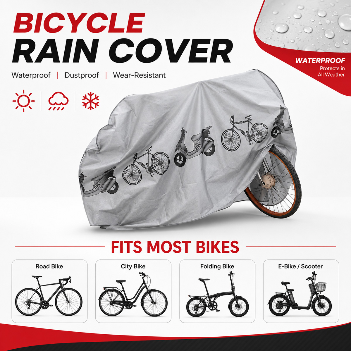 غطاء دراجة هوائية عالمي مقاوم  - مراجعة Cycling Gear Rain وسعره