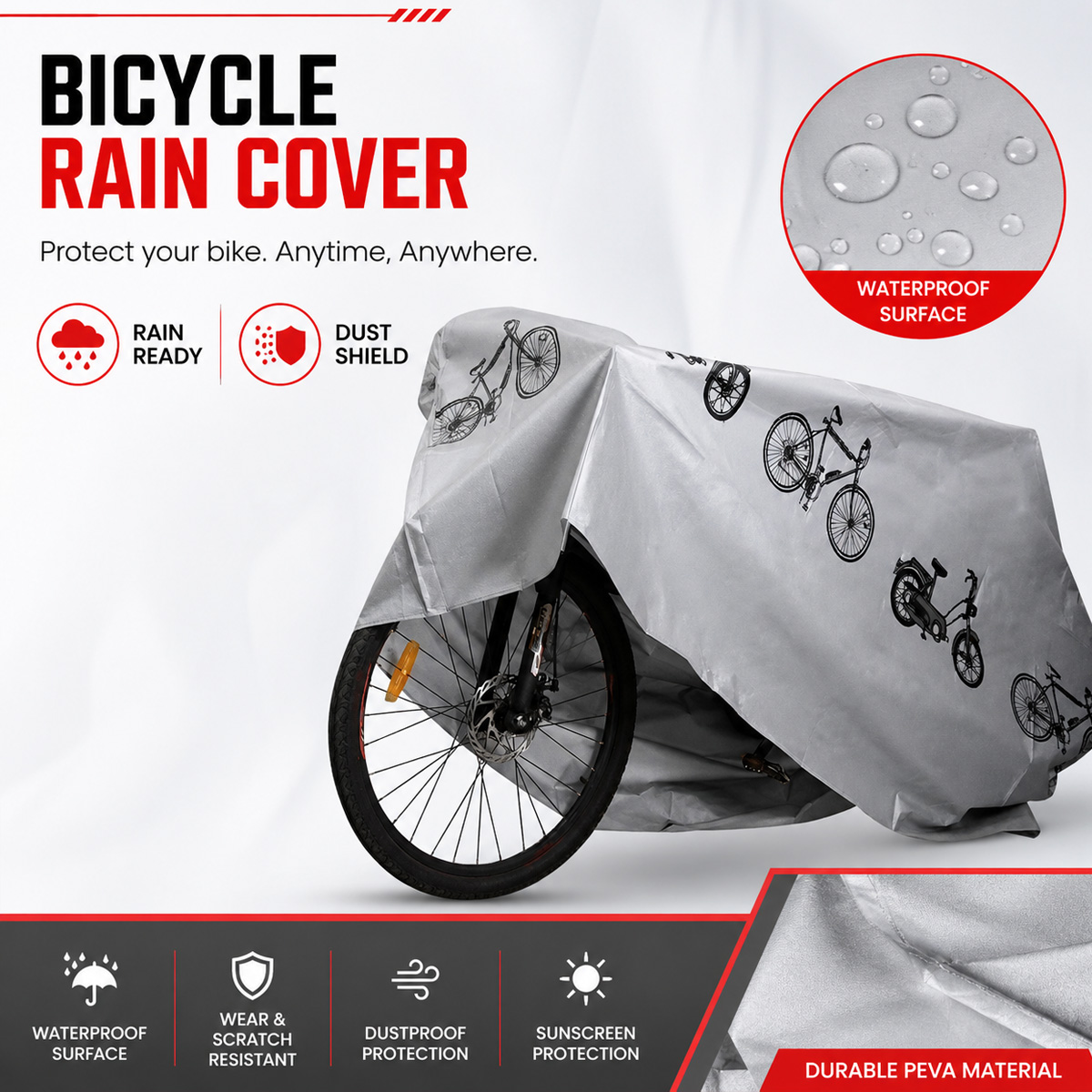 غطاء دراجة هوائية عالمي مقاوم  - مراجعة Cycling Gear Rain وسعره