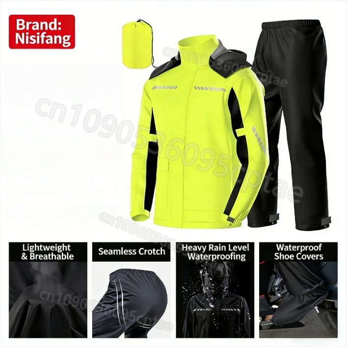بدلة مطر للدراجات النارية مقاو - مراجعة Cycling Gear Rain وسعره